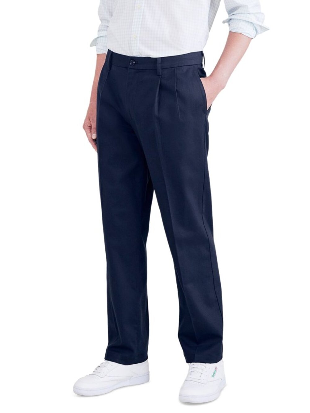 Men's Dockers Signature Iron Free Classic-Fit Khaki Pleated Pants, 40 X 32, Navy